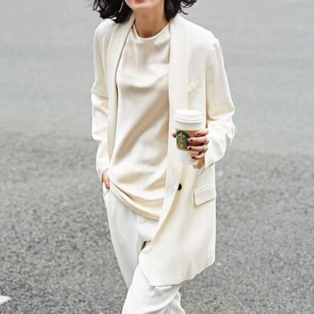 Who What Wear Cream Silky Blouse Sz S